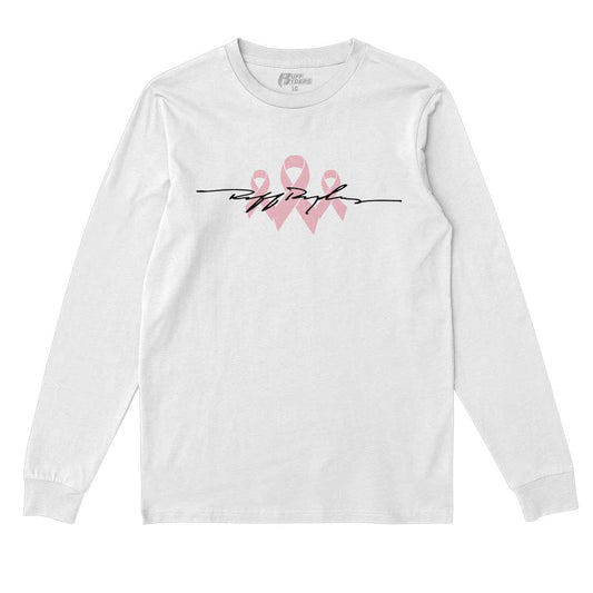 RR Signature Pink Ribbon Long Sleeve T-Shirt - White